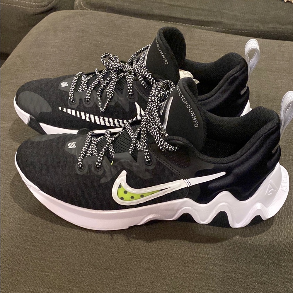 Nike Black and White Giannis basketball shoe
